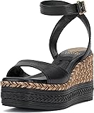 Vince Camuto Women's Lilla Wedge Sandal, Black, 8