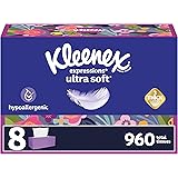 Kleenex Expressions Ultra Soft Facial Tissues, 8 Flat Boxes, 120 Tissues per Box, 3-Ply, Packaging May Vary