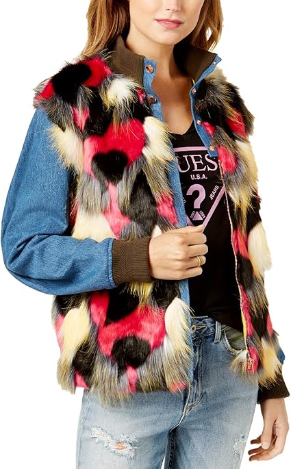 guess faux fur denim jacket
