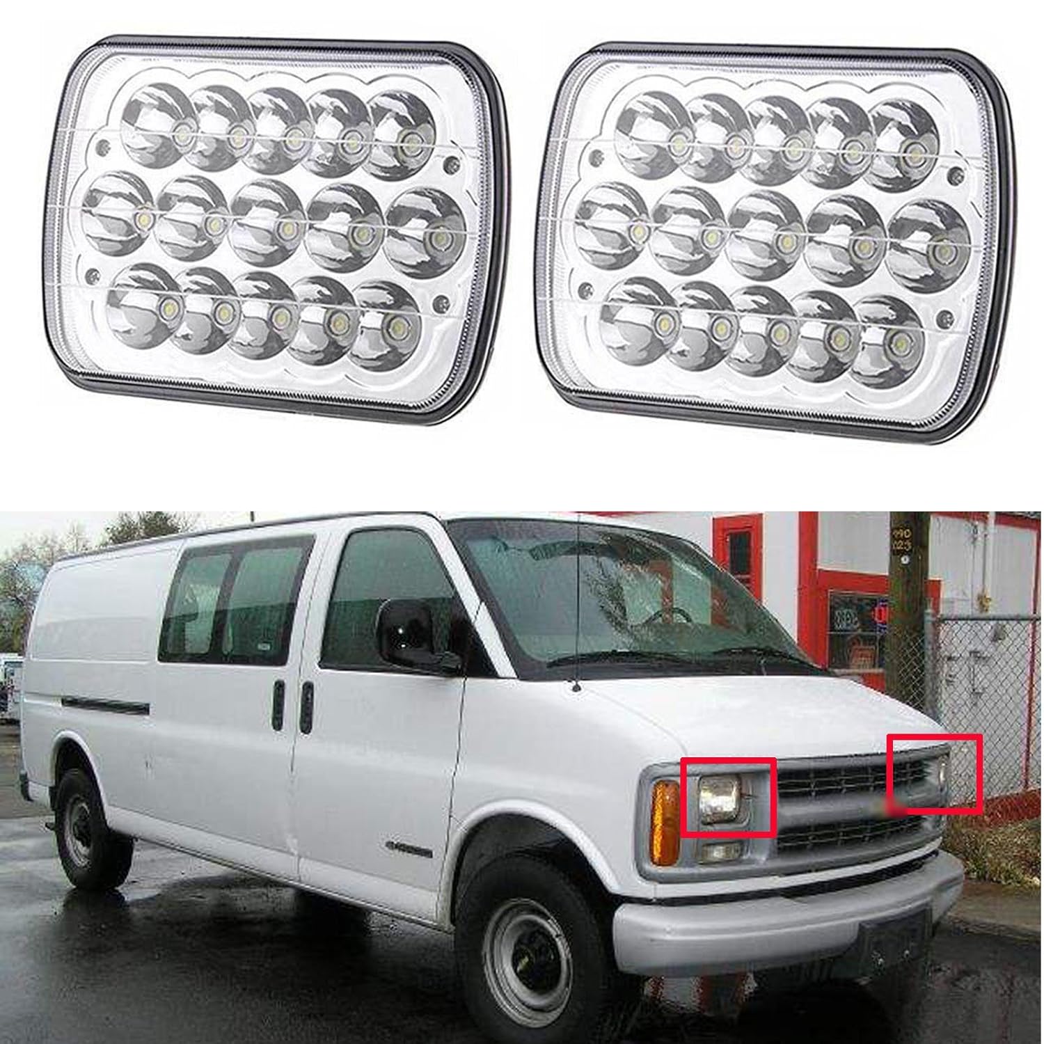 For Chevy Express Cargo Van 1500 2500 3500 LED Headlight Sealed Beam