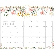 Calendário De Parede 2026 - 12 Meses Com Bolso E Lápis, Design Floral Colorido