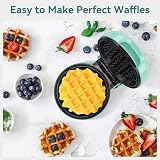 SNAILAR Mini Waffle Maker 550W Green Nonstick Ready Light Cool Touch view 5