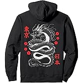 Japanese Dragon Tokyo Japan 80's Asian Mythical Anime Tattoo Pullover Hoodie