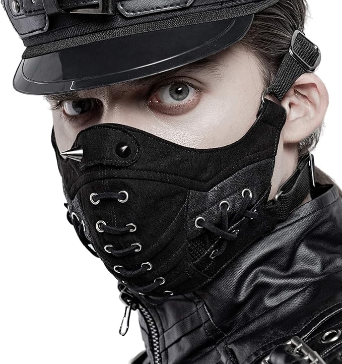 PUNKRAVE Men's Punk Mask Steampunk Cool Mesh Breathable