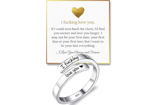 Hope Rings - I F♡cking Love You Ring - Adjustable Silver Promise Ring - 304 Stainless Steel Rings for Women