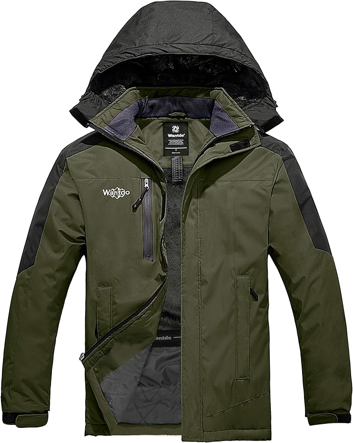 Wantdo Men's Mountain Ski Jacket Waterproof Snowboarding Jackets Warm Winter Snow