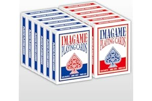 IMAGAME Plastic Playing Cards, Poker Size, Excellent Quality, Jumbo Index, Waterproof & Washable, Perfect for Texas Hold’em Poker, 6 Blue Deck & 6 Red Deck