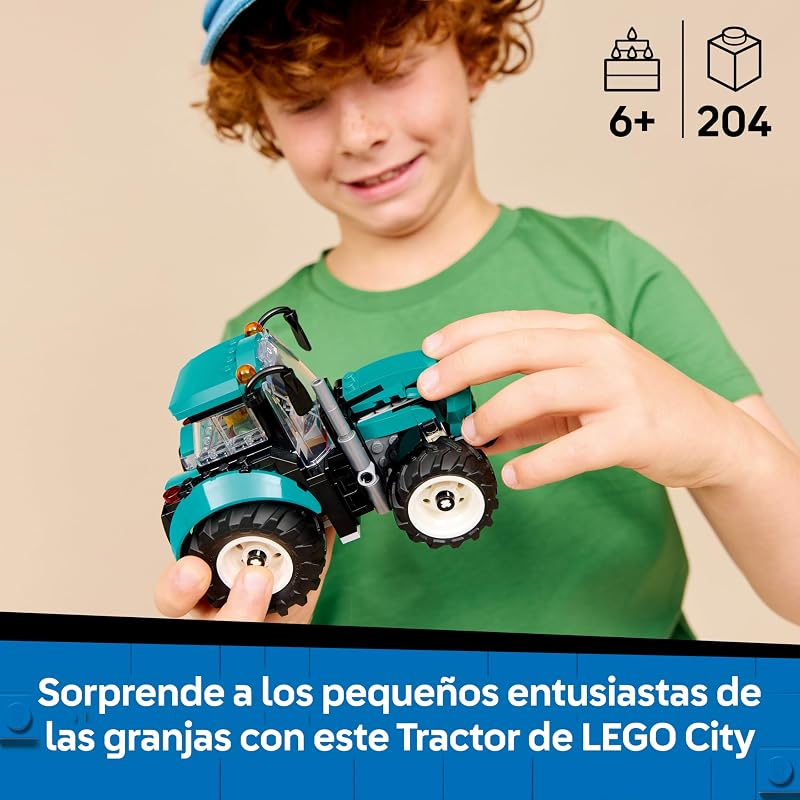 City Tractor de Juguete - Maqueta de Vehículo Agrícola y de Granja con Mifigura de Agricultor - Regalo de Cumpleaños para Niños de 6+ Años y Aficionados a la Ingeniería - 60498