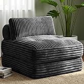 Welzona 3-in-1 Folding Sofa Bed, 34" Detachable Foldable Chair Bed Sleeper | Free Setup, Anti-slip, Plush Corduroy, Detachable Round Cushion, Convertible Chair for Bedroom, Guest Room, Cloud Grey