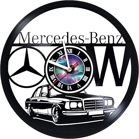 Amazon Com Wall Clock Compatible With Mercedes Benz Logo Emblem Made Of Vinyl Record Handmade Home Decor Original Birthday Wedding Anniversary Christmas For Friends Men Women Girls Boys Kitchen Dining