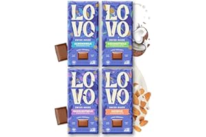 LOVO Variety Pack | Plant-Based Milk Chocolate | Almondmilk, Coconutmilk, Hazelnutmilk, Oatmilk | Vegan, Non GMO, Gluten-Free, Swiss Made. 4 Count.