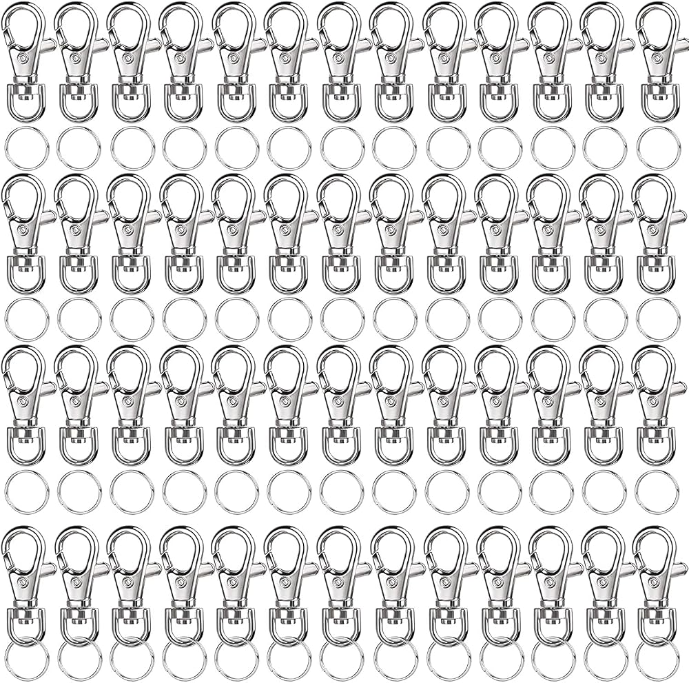 LEOBRO 120Pcs Lobster Clasps with Key Ring 60Pcs Swivel 60Pcs Key Ring