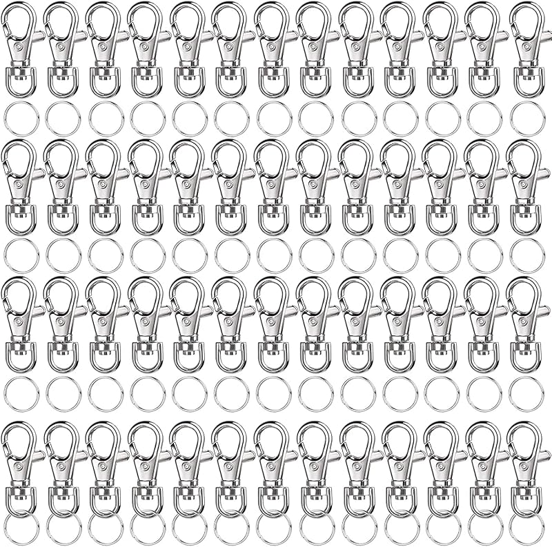 LEOBRO 120Pcs Lobster Clasps with Key Ring 60Pcs Swivel 60Pcs Key Ring