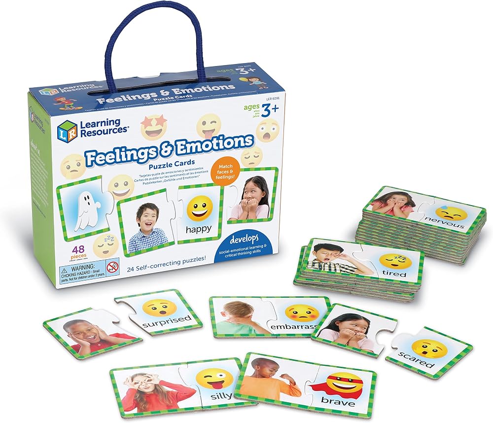 Learning Resources Feelings & Emotions Puzzle Cards 48 Pieces SEL Kids 3+