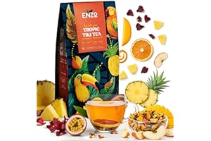 ENZO'S PRIVATE SELECTION ENZO Tea Master Reserve - Tropical Tiki Tea (4oz) 7-Tropical-Fruit Blend for Afternoon Energy | Loose Leaf with Dried Mango Passion Fruit Pieces & Natural Fruit Essences