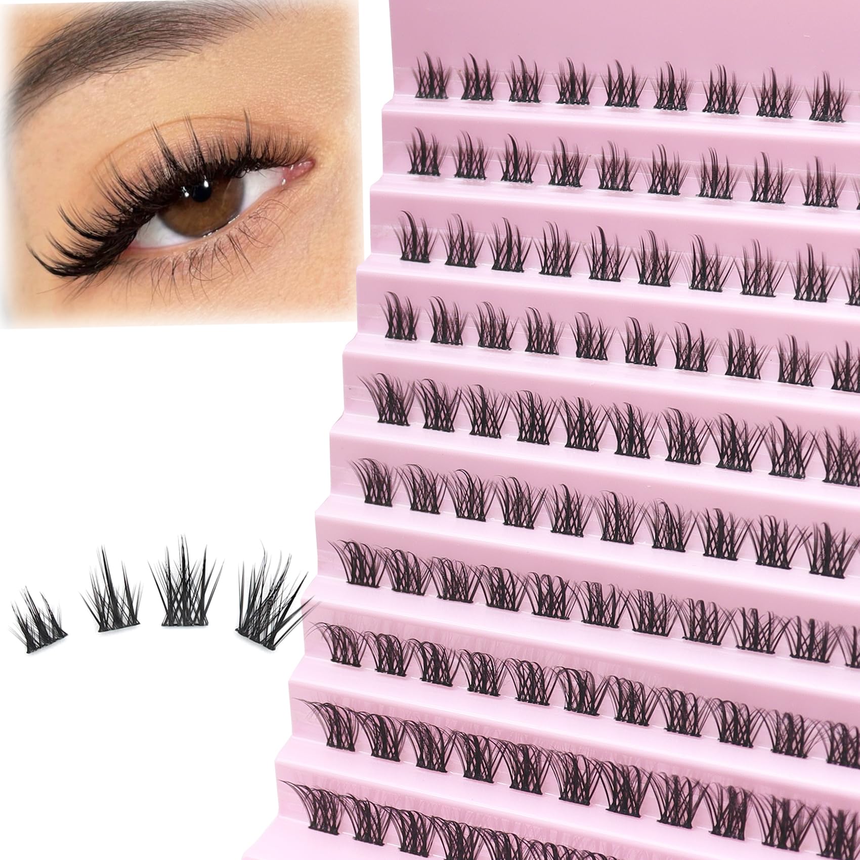 Photo 1 of Lash Clusters Manga DIY Lash Extension 8-16mm Wispy Eyelash Clusters 110pcs Natural Cluster Lashes at Home D Curl Fairy Lashes Clusters (Fairy)