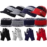 JaGely 12 Pcs Winter Hat Scarf Gloves Set Winter Slouchy Skull Cap Knit Hats Touch Screen Gloves Neck Warmer for Men Women