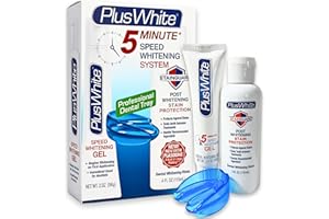 Plus White Premier Whitening System - 5 Minute Speed Whitening Gel, Comfort Fit Mouth Tray & StainGuard Post - Dentist Approved & Professional Grade (2 oz Tube, Mouth Tray and 4 oz Post Rinse)
