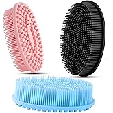 3 Pack Silicone Body Scrubber, Soft Silicone Loofah Exfoliating Body Scrubber, Silicone Body Brush Bath Shower Scrubber for Body, 2 in 1 Bath and Shampoo Wash Brush for Skin Exfoliation Men Women