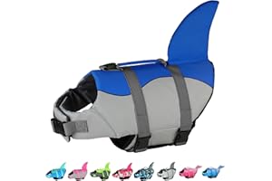 Dogcheer Dog Life Jacket Large, Dog Shark Life Vest Adjustable Pet Floatation Vest Swimsuit, Puppy Swim Vest Dog PFD Lifesaver for Swimming Pool Beach Boating