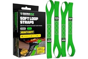Rhino USA Soft Loop Tie Down Straps (4-Pack) - 1.6 Inch x 17 Inch (5,000 lbs Break Strength) Heavy Duty Motorcycle Straps for