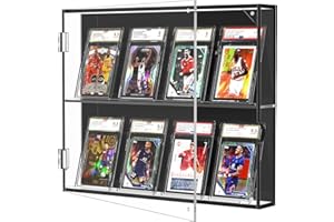 FEMELI Acrylic Baseball Card Display Case,Clear View 8 Graded Trading Card Frame with UV Protection,Wall Mount Sports Card Case with Magnetic Door for Football Basketball Hockey Pokemon Collection