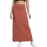 Urban CoCo Women's High Waist A-Line Maxi Skirt Comfy Ribbed Knit Long Skirt