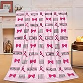 Breast Cancer Awareness Blanket for Women Breast Cancer Survivor Throw Blanket Pink Ribbon Soft Cozy Fleece Fuzzy Stuff Plush Flannel Gifts for Girls Adults 40''x50''