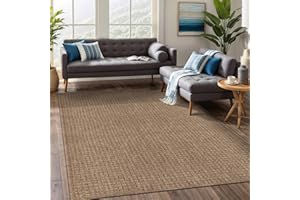 Beverly Rug Easy Jute Natural Rug 8x10 Solid Washable Durable Outdoor Indoor Area Rugs for Living Dining Room Patio Office Stain Resistant Non Shedding Casual Indoor Outside Carpet (8 x 10 Natural)