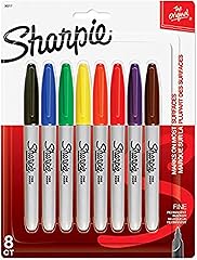 Sharpie Permanent Markers, Fine Point, 8 Count - School, Office, Arts & Crafts, Desk Supplies