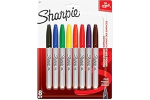 Sharpie Permanent Markers, Fine Point, Assorted Colours, 8 Count