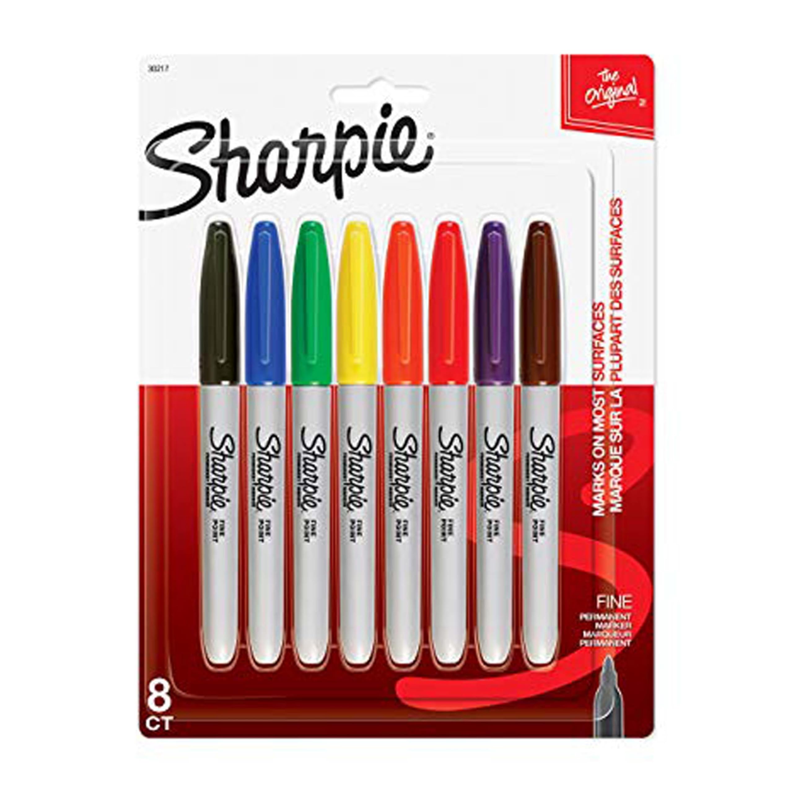 Sharpie Permanent Markers, Fine Point, 8