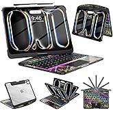 SIBEITU Keyboard Case for iPad Pro 11 Inch M5 2025 /M4 2024, Clear Wireless 360 Rotatable iPad Pro11 Cover, Multi-Touch Trackpad & Visible PCB High-Tech Design, 7-Color Backlight & 3-Brightness, Black