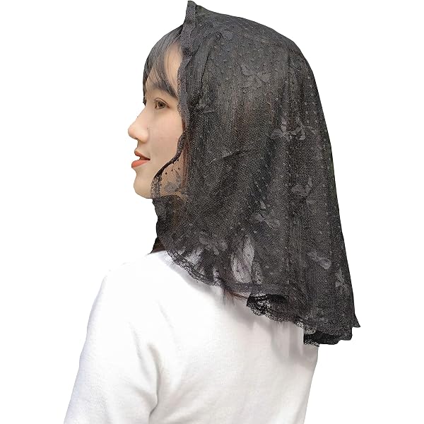 Ursumy Voile Mantilla En Dentelle Triangle Pour L'église – Voile Catholique Chic Et Léger Pour Messe Latine Ou Mariage – Rose, Taille Unique