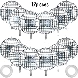 12 Pieces 4D Disco Balloons Aluminum Foil Balloons Sphere and 2 Pieces Silver Ribbons for Disco Dance Birthday Wedding Baby S