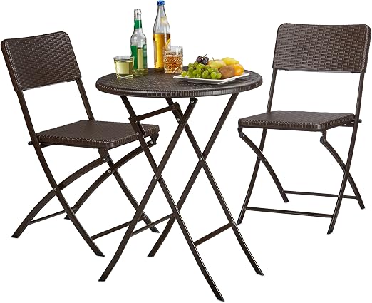 Relaxdays Set Muebles de jardín Bastian, Plegable, 3 Partes ...