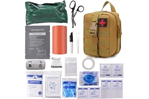 GREETMED IFAK Trauma First Aid Kit Molle Pouches Emergency Survival Kit for Tactical Military Car Travel Hiking Camping with Vented Chest Seal, Israeli Bandage, Splint, Thermal Blanket, Gloves