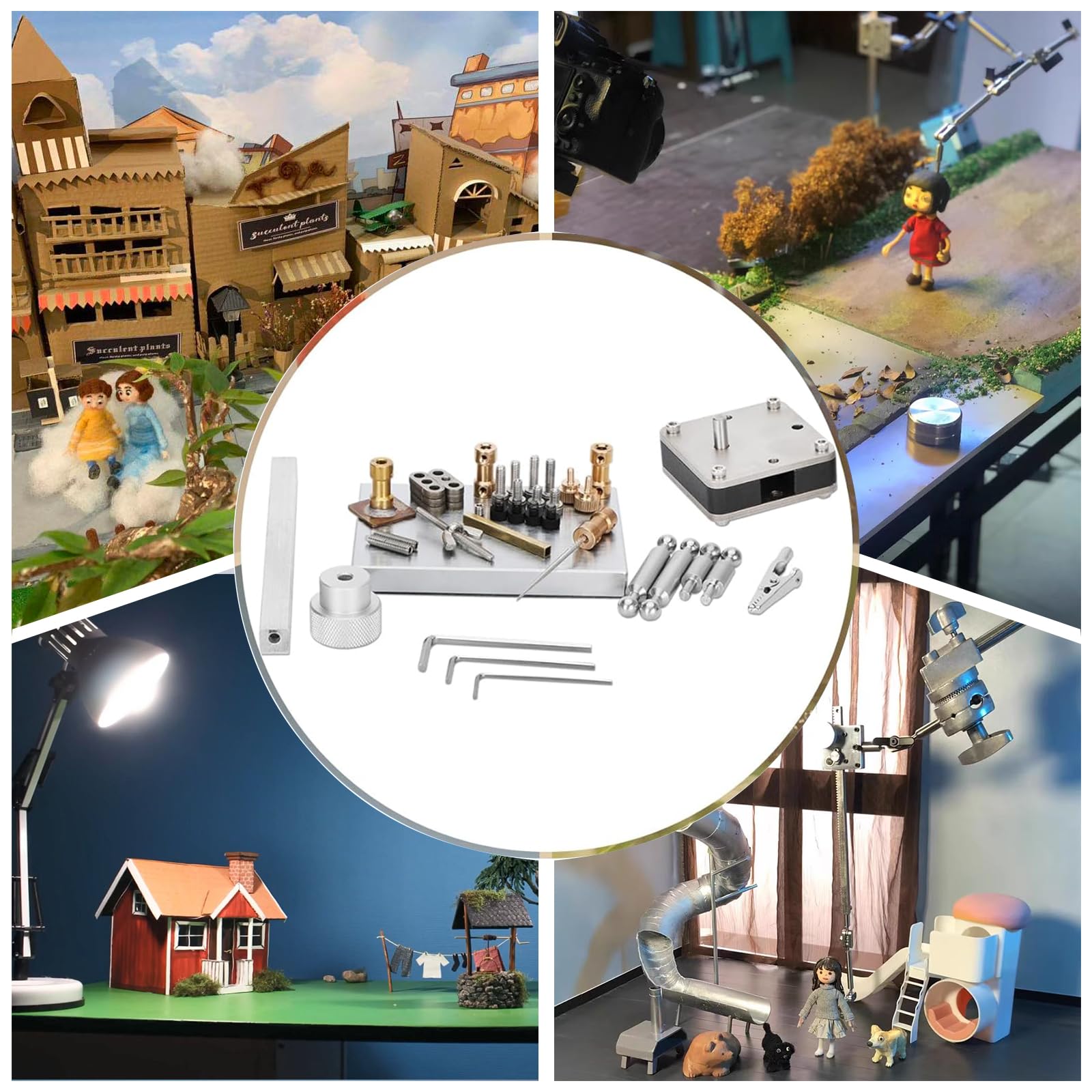 Stop Motion Animation Kit DIY-Stopmotion Rig Armature Rigging System with 5 Connectors for Animators, Stop Motion Stand Shooting Bracket Kits, Time-Lapse Product Photography - Arm Length 26cm, Silver