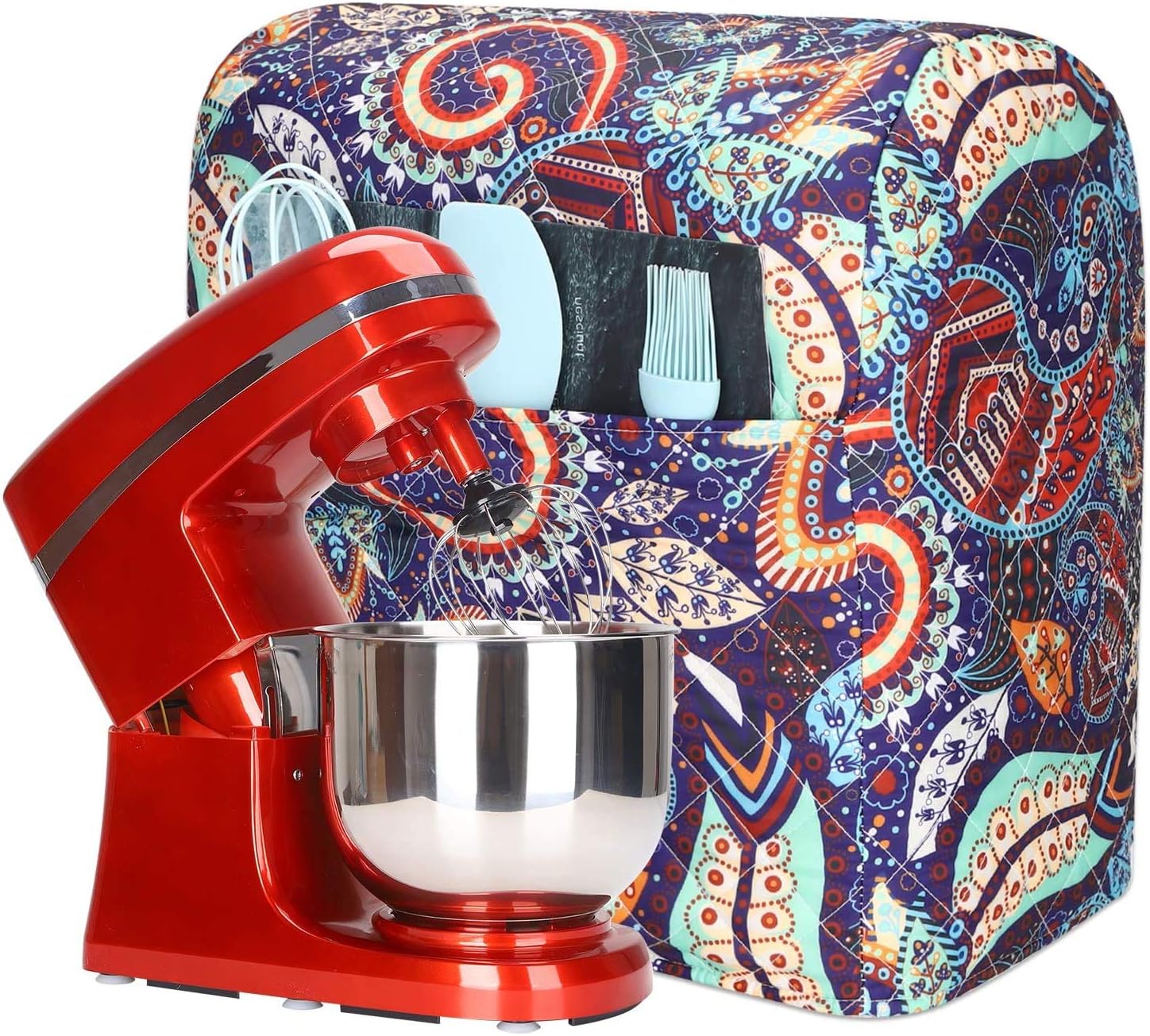 Stand Mixer Cover With Pocket, Dust-Proof Kitchen Aid Mixer Covers, Waterproof Kitchen Organizer Bag Compatible with 6-8 Quarts Kitchenaid/Hamilton Stand Mixer/Tilt Head & Bowl Lift Models- Paisley