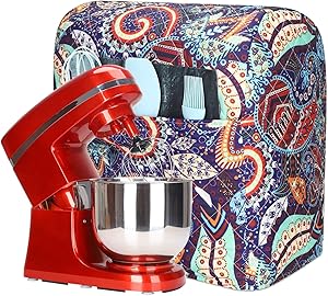 Stand Mixer Cover With Pocket, Dust-Proof Kitchen Aid Mixer Covers, Waterproof Kitchen Organizer Bag Compatible with 6-8 Quarts Kitchenaid/Hamilton Stand Mixer/Tilt Head & Bowl Lift Models- Paisley