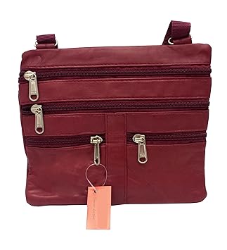 Cervo Womens Leather Tote Cross Body Messenger Shoulder Handbag Bag (Red)