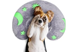 Glow-in-the-Dark U-Shaped Calming Pet Pillow for Dogs & Cats, Machine Washable Ultra-Soft Fleece Cover Comforting Dog Neck Pi