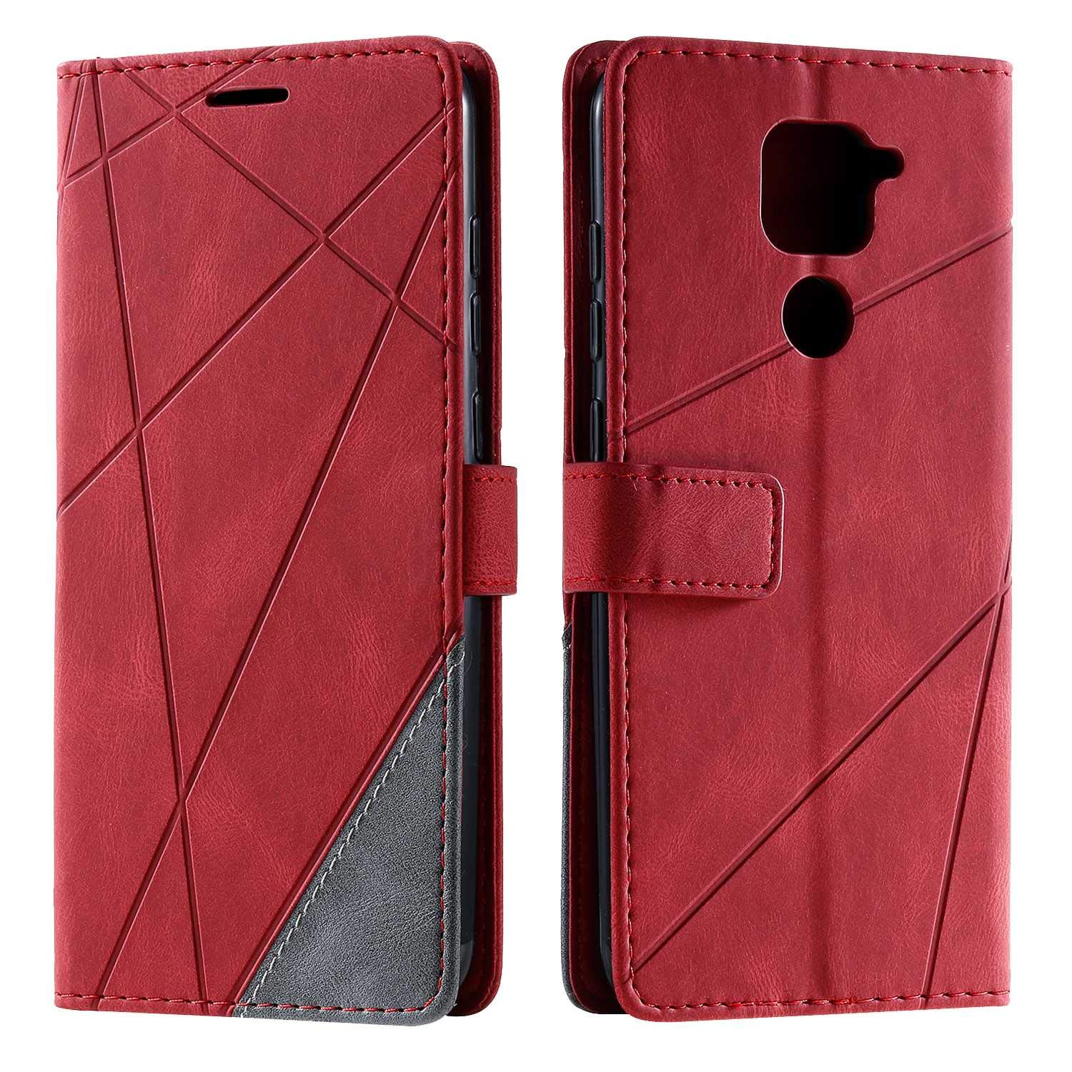 SONWO Xiaomi Redmi Note 9 Case, PU Leather Wallet Case with Magnetic Closure and Flip for Xiaomi Redmi Note 9, Red