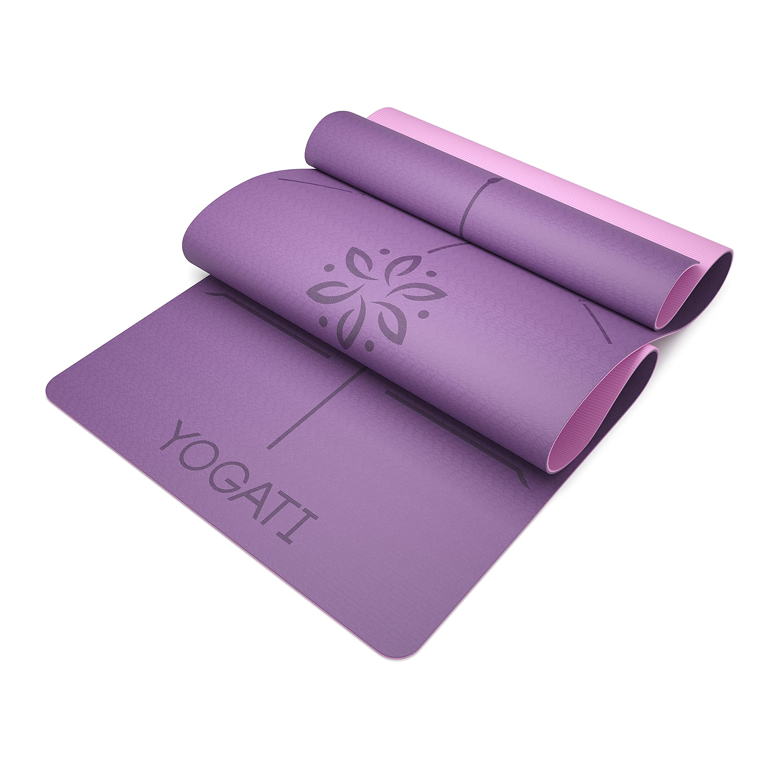 YOGATI Yoga Mat with Alignment Lines. Exercise mat with carry strap. Pilates mats for yoga or Fitness. Non slip Workout Mat. Thick Yoga Mats for women and men. Gym mats for home. Yoga matt thick. - Image 7