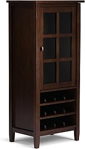 SIMPLIHOME Warm Shaker 12-Bottle SOLID WOOD 23 inch Wide Rustic High Storage Wine Rack in Tobacco Brown