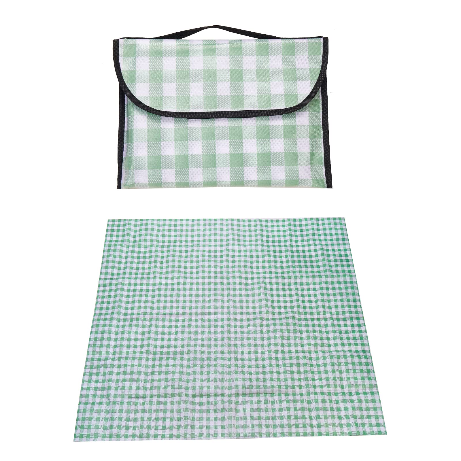 BEEFLYING Outdoor Picnic Blanket Foldable Waterproof Sandproof Mat Handy Mat Tote Quick Drying Picnic Mat for Beach Camping Hiking Family Concerts Picnic(Green Plaids 66.9 * 57.4 Inch)