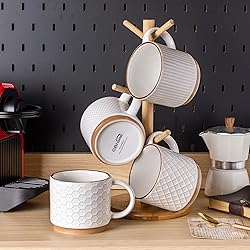 GBHOME 15OZ Stackable Coffee Mugs, Ceramic Coffee