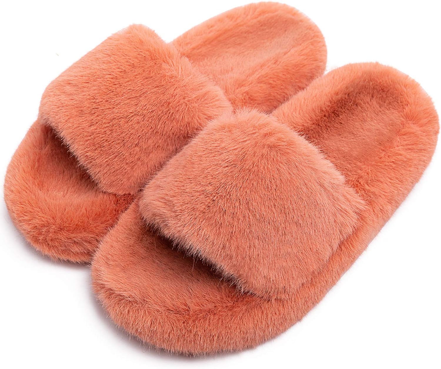 Amazon.com | Womens Soft Plush House Slippers Fluffy Fuzzy Faux Fur ...