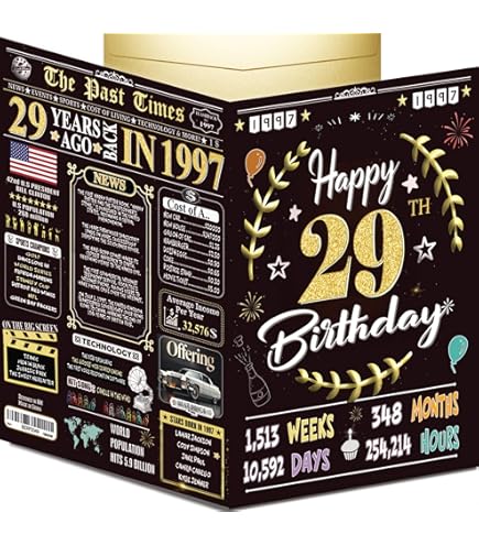 Amazon.com: Bevvee Vintage 1997 Stemless Wine Glass - 29th Birthday Gifts  for Women & Men Turning 29 - Bday Party Decor - Large 17 oz