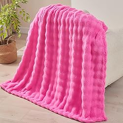 NEWCOSPLAY Twin Blanket for Couch Hot Pink Super